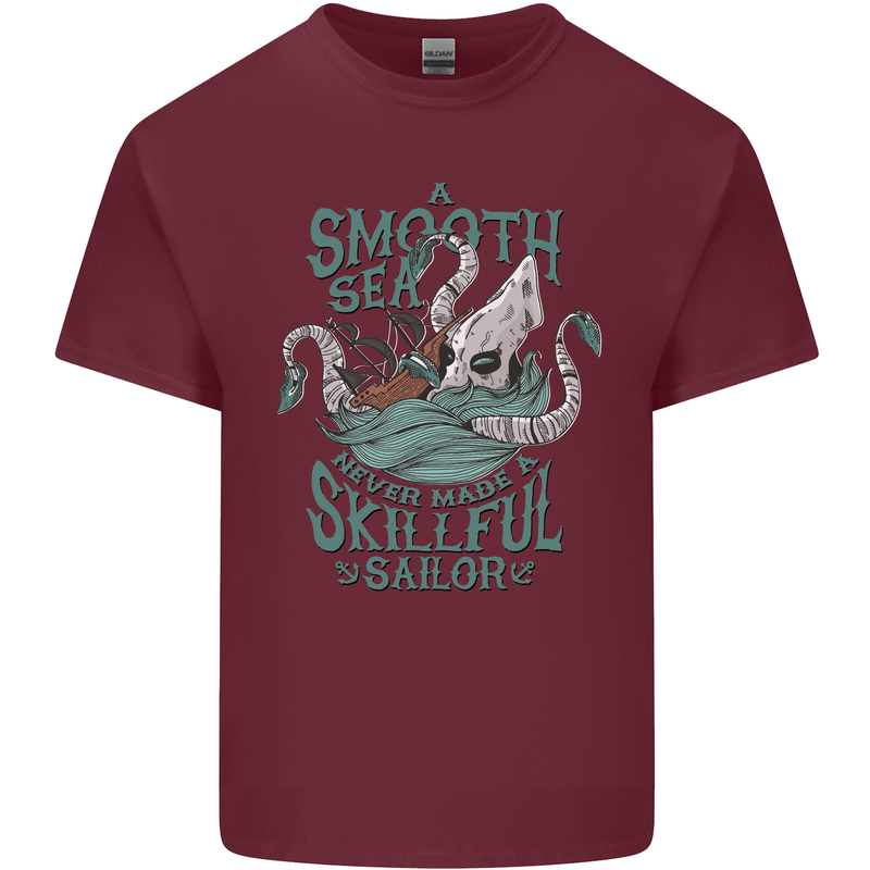 Skilful Sailor Kraken Sailing Octopus Mens Cotton T-Shirt Tee Top Maroon