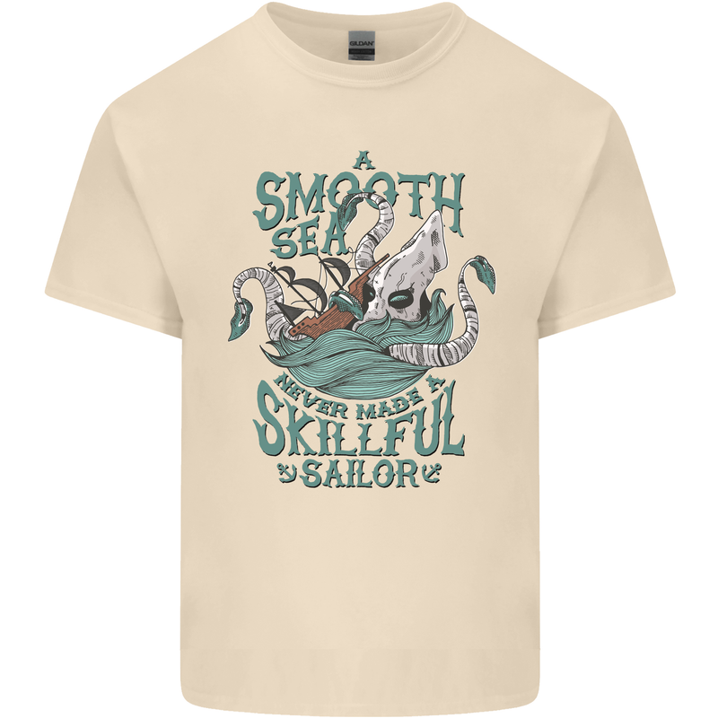 Skilful Sailor Kraken Sailing Octopus Mens Cotton T-Shirt Tee Top Natural