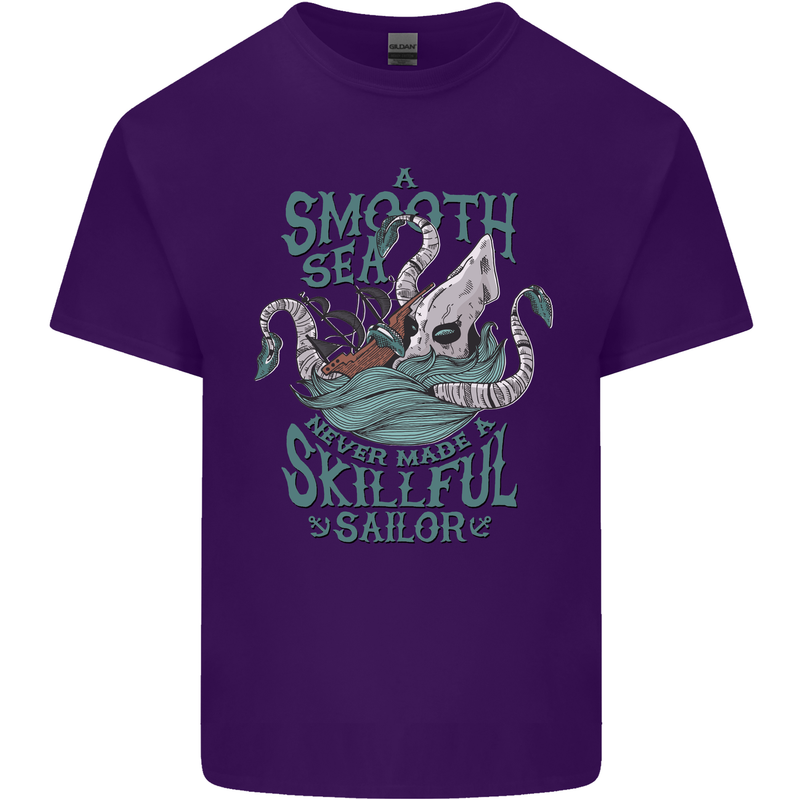 Skilful Sailor Kraken Sailing Octopus Mens Cotton T-Shirt Tee Top Purple