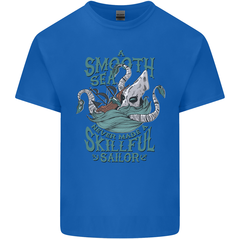 Skilful Sailor Kraken Sailing Octopus Mens Cotton T-Shirt Tee Top Royal Blue