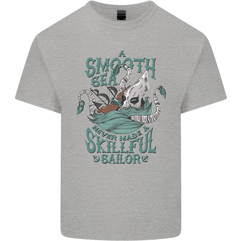 Skilful Sailor Kraken Sailing Octopus Mens Cotton T-Shirt Tee Top Sports Grey