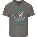 Skilful Sailor Kraken Sailing Octopus Mens V-Neck Cotton T-Shirt Charcoal