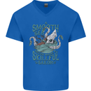 Skilful Sailor Kraken Sailing Octopus Mens V-Neck Cotton T-Shirt Royal Blue