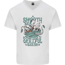 Skilful Sailor Kraken Sailing Octopus Mens V-Neck Cotton T-Shirt White