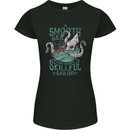 Skilful Sailor Kraken Sailing Octopus Womens Petite Cut T-Shirt Black