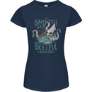 Skilful Sailor Kraken Sailing Octopus Womens Petite Cut T-Shirt Navy Blue