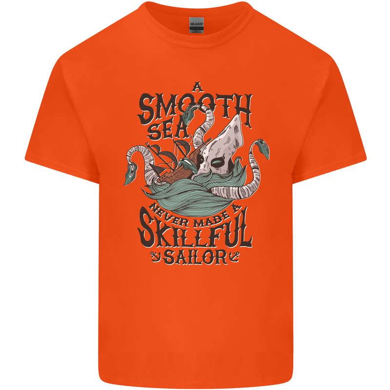 Skilful Sailor Kraken Sailor Mens Cotton T-Shirt Tee Top Orange