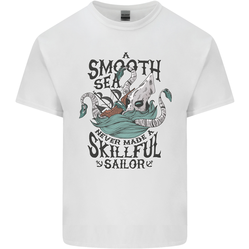 Skilful Sailor Kraken Sailor Mens Cotton T-Shirt Tee Top White