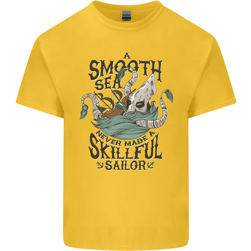Skilful Sailor Kraken Sailor Mens Cotton T-Shirt Tee Top Yellow