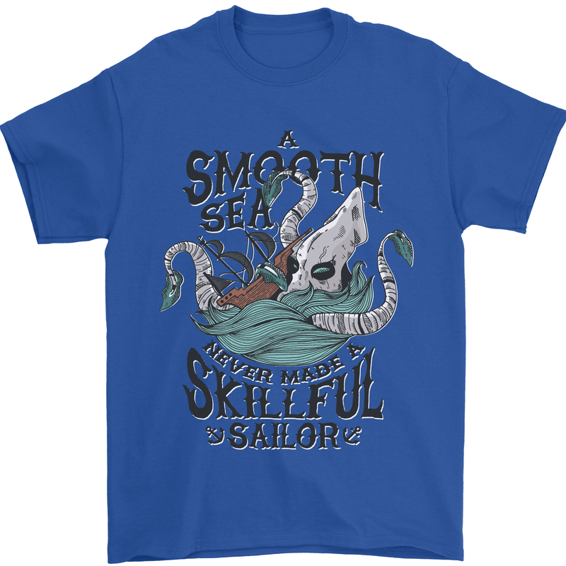 Skilful Sailor Kraken Sailor Mens T-Shirt 100% Cotton Royal Blue