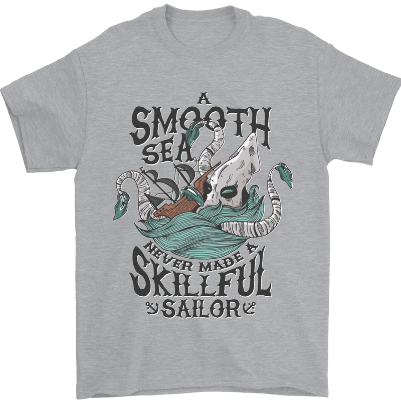 Skilful Sailor Kraken Sailor Mens T-Shirt 100% Cotton Sports Grey