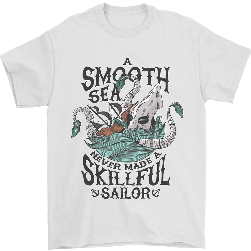 Skilful Sailor Kraken Sailor Mens T-Shirt 100% Cotton White