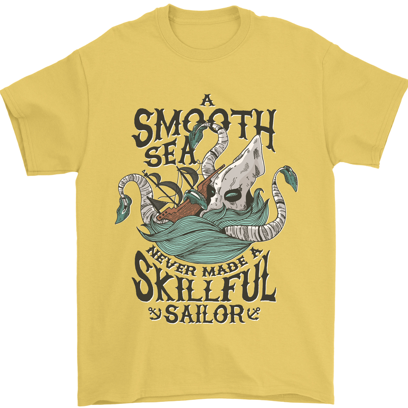 Skilful Sailor Kraken Sailor Mens T-Shirt 100% Cotton Yellow