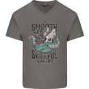 Skilful Sailor Kraken Sailor Mens V-Neck Cotton T-Shirt Charcoal