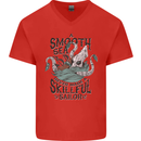 Skilful Sailor Kraken Sailor Mens V-Neck Cotton T-Shirt Red