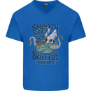 Skilful Sailor Kraken Sailor Mens V-Neck Cotton T-Shirt Royal Blue