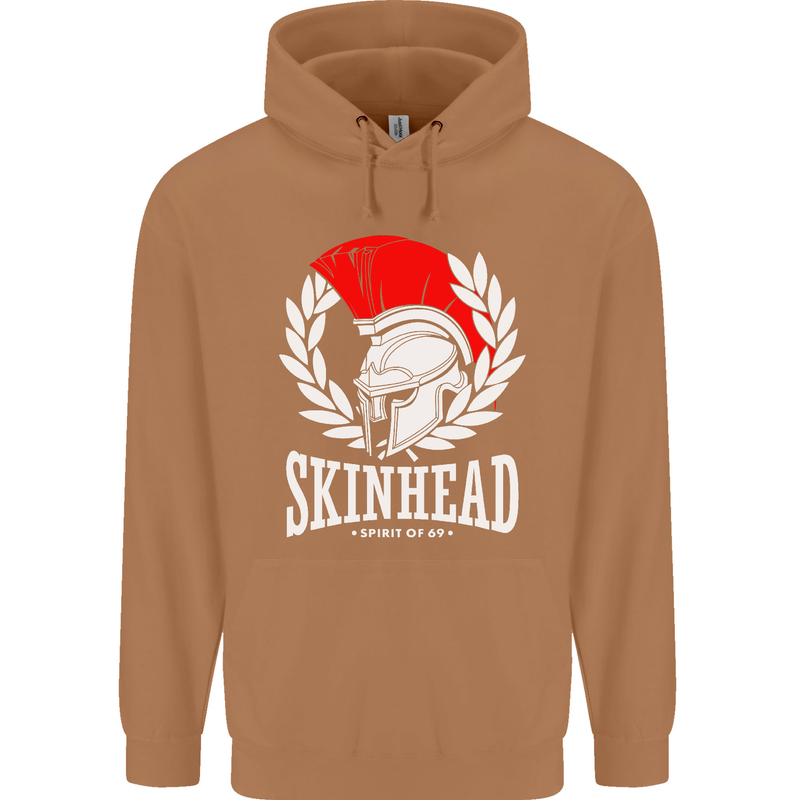 Skinhead Roman Helmet Spartan Punk Music Mens 80% Cotton Hoodie Caramel Latte