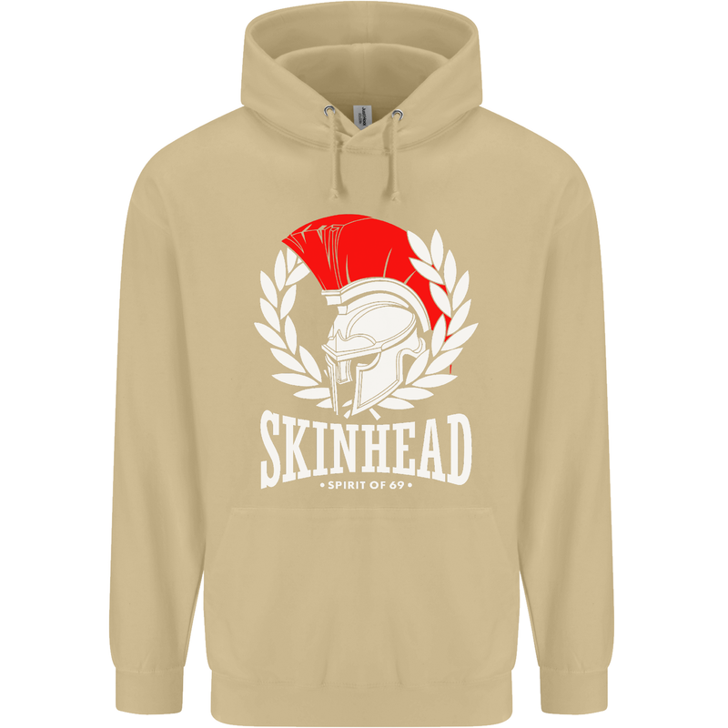 Skinhead Roman Helmet Spartan Punk Music Mens 80% Cotton Hoodie Sand