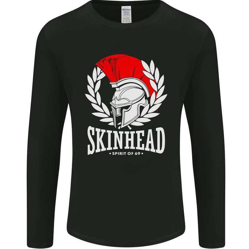Skinhead Roman Helmet Spartan Punk Music Mens Long Sleeve T-Shirt Black
