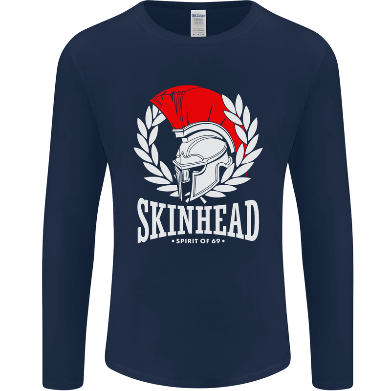 Skinhead Roman Helmet Spartan Punk Music Mens Long Sleeve T-Shirt Navy Blue