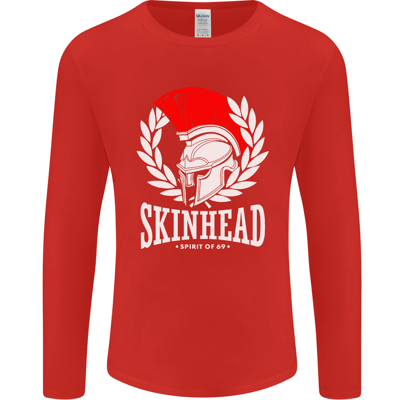 Skinhead Roman Helmet Spartan Punk Music Mens Long Sleeve T-Shirt Red