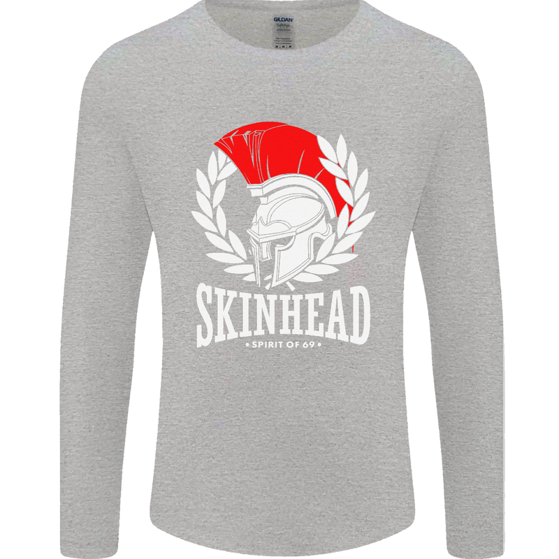 Skinhead Roman Helmet Spartan Punk Music Mens Long Sleeve T-Shirt Sports Grey