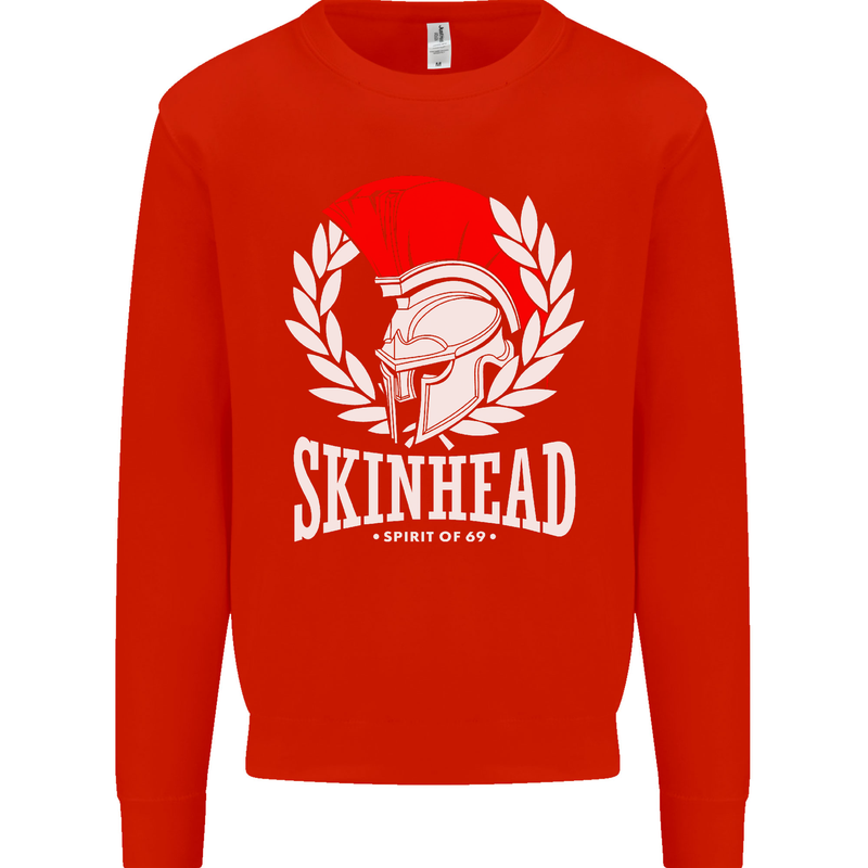 Skinhead Roman Helmet Spartan Punk Music Mens Sweatshirt Jumper Bright Red