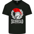 Skinhead Roman Helmet Spartan Punk Music Mens V-Neck Cotton T-Shirt Black