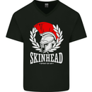 Skinhead Roman Helmet Spartan Punk Music Mens V-Neck Cotton T-Shirt Black