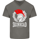Skinhead Roman Helmet Spartan Punk Music Mens V-Neck Cotton T-Shirt Charcoal