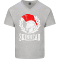 Skinhead Roman Helmet Spartan Punk Music Mens V-Neck Cotton T-Shirt Sports Grey