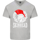 Skinhead Roman Helmet Spartan Punk Music Mens V-Neck Cotton T-Shirt Sports Grey