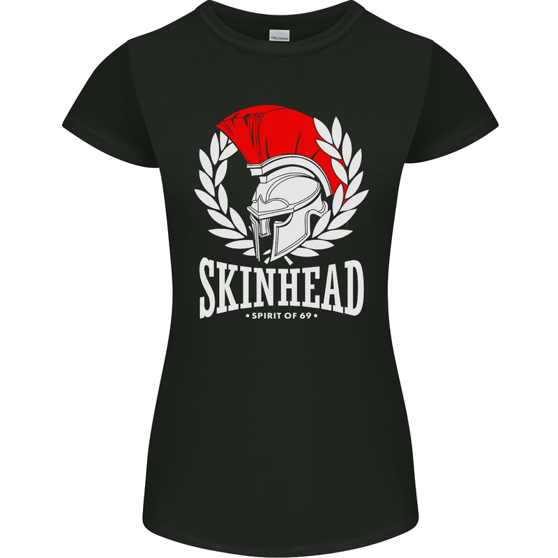 Skinhead Roman Helmet Spartan Punk Music Womens Petite Cut T-Shirt Black