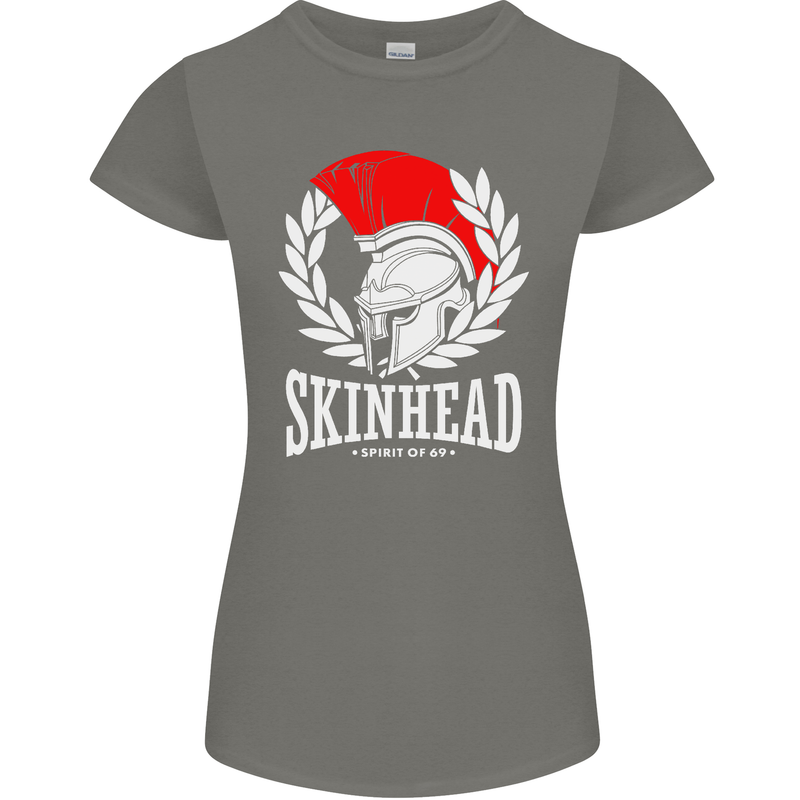Skinhead Roman Helmet Spartan Punk Music Womens Petite Cut T-Shirt Charcoal