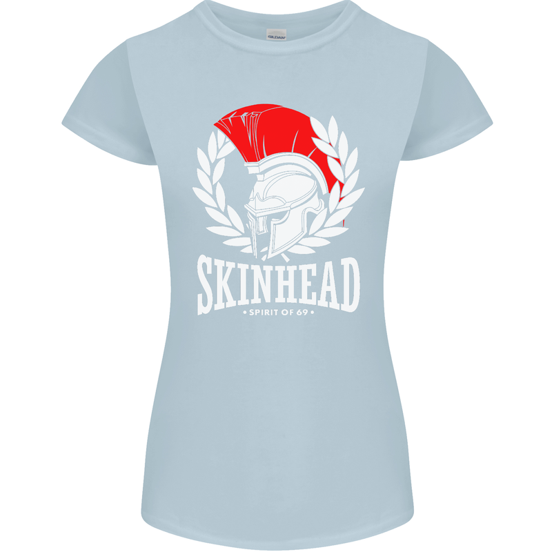 Skinhead Roman Helmet Spartan Punk Music Womens Petite Cut T-Shirt Light Blue