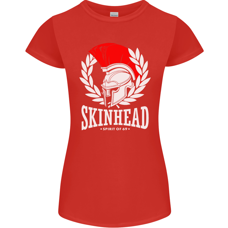 Skinhead Roman Helmet Spartan Punk Music Womens Petite Cut T-Shirt Red