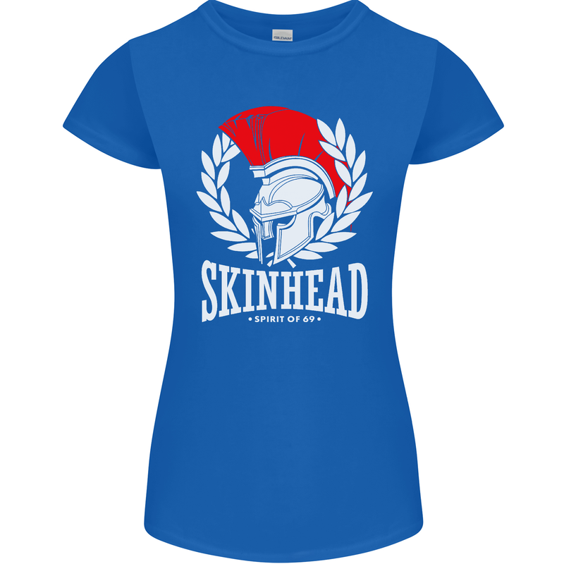 Skinhead Roman Helmet Spartan Punk Music Womens Petite Cut T-Shirt Royal Blue