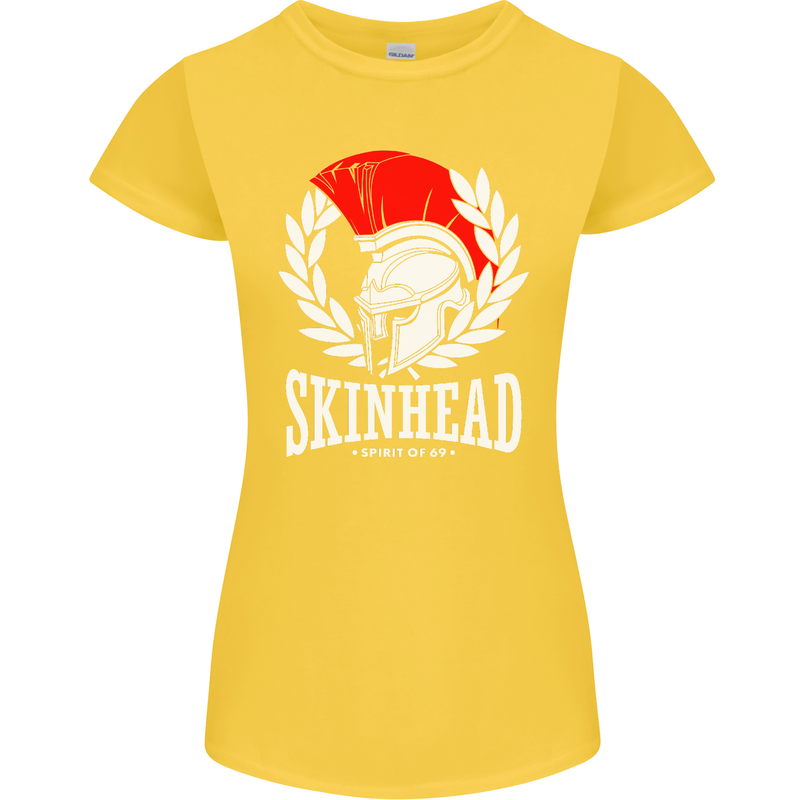 Skinhead Roman Helmet Spartan Punk Music Womens Petite Cut T-Shirt Yellow