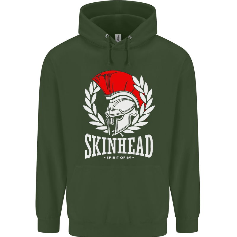 Skinhead Roman Trojan Helmet Punk Music Mens 80% Cotton Hoodie Forest Green