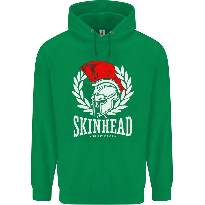 Skinhead Roman Trojan Helmet Punk Music Mens 80% Cotton Hoodie Irish Green