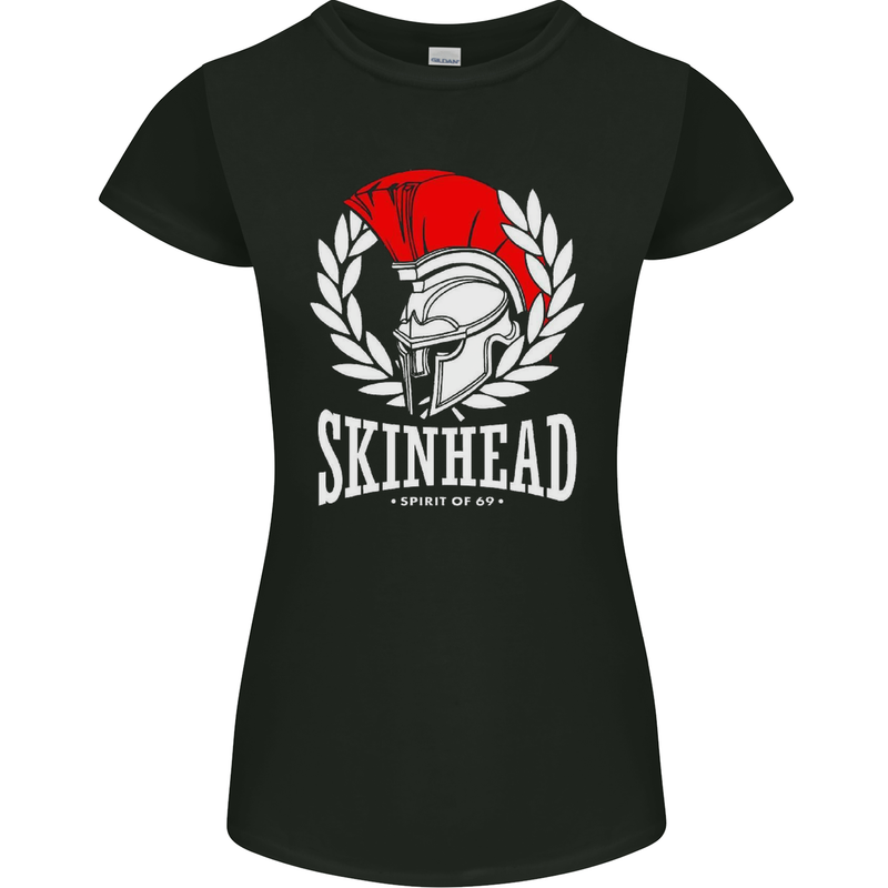 Skinhead Roman Trojan Helmet Punk Music Womens Petite Cut T-Shirt Black