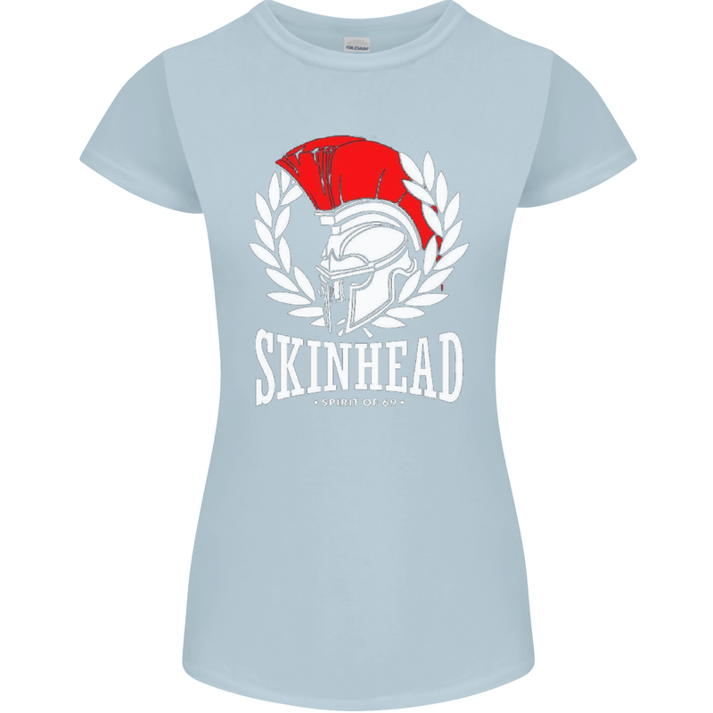 Skinhead Roman Trojan Helmet Punk Music Womens Petite Cut T-Shirt Light Blue