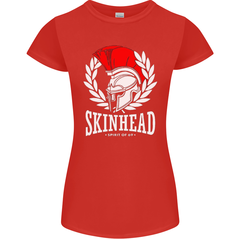 Skinhead Roman Trojan Helmet Punk Music Womens Petite Cut T-Shirt Red