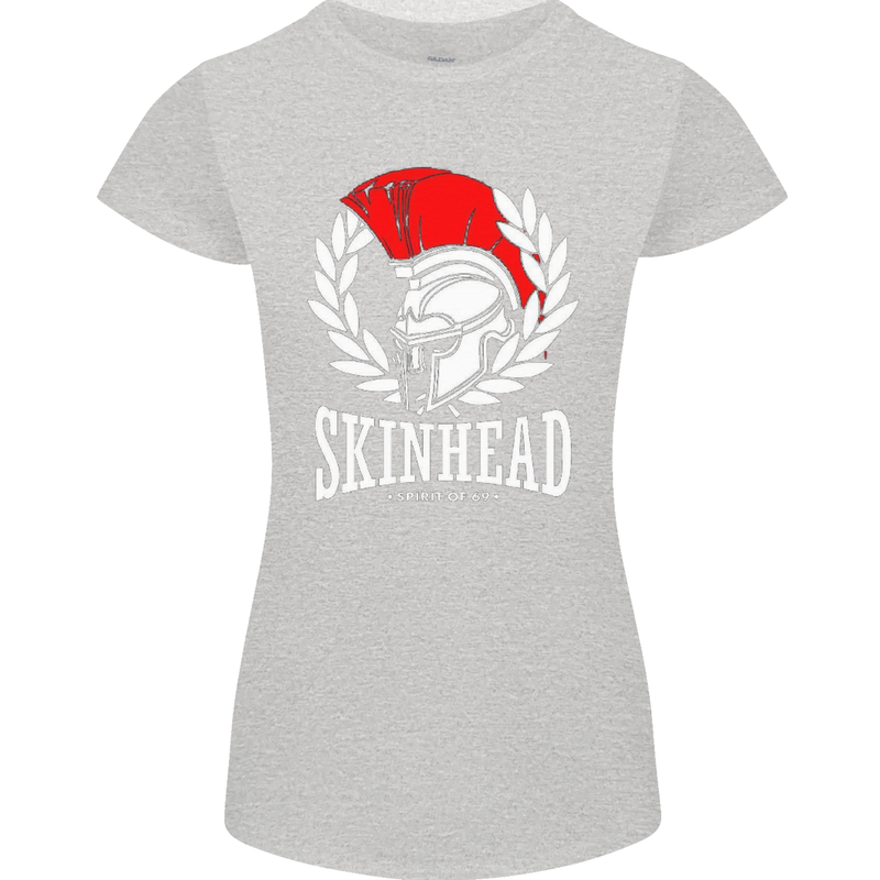 Skinhead Roman Trojan Helmet Punk Music Womens Petite Cut T-Shirt Sports Grey