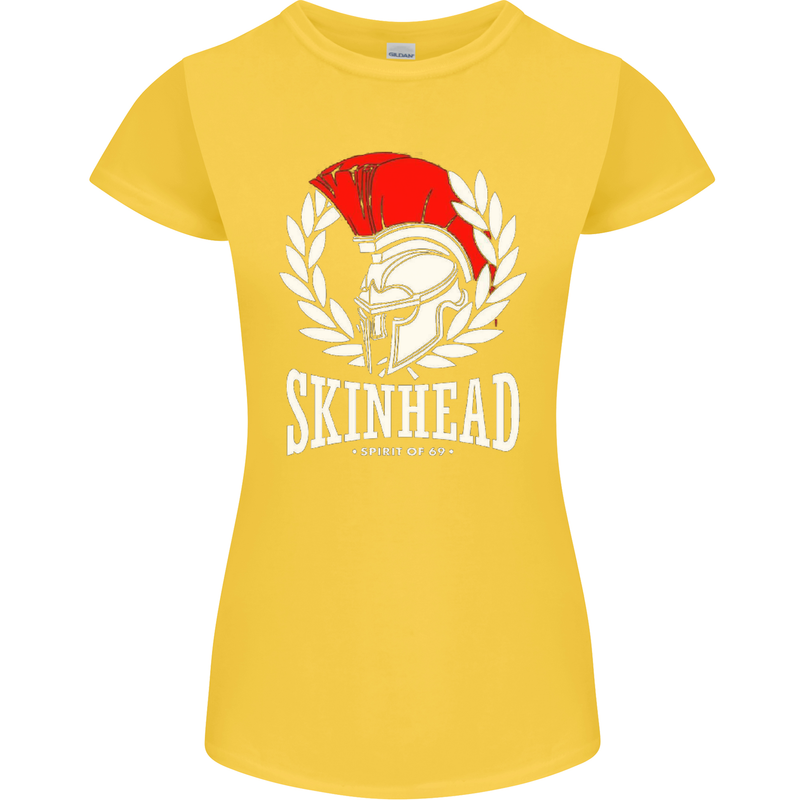 Skinhead Roman Trojan Helmet Punk Music Womens Petite Cut T-Shirt Yellow