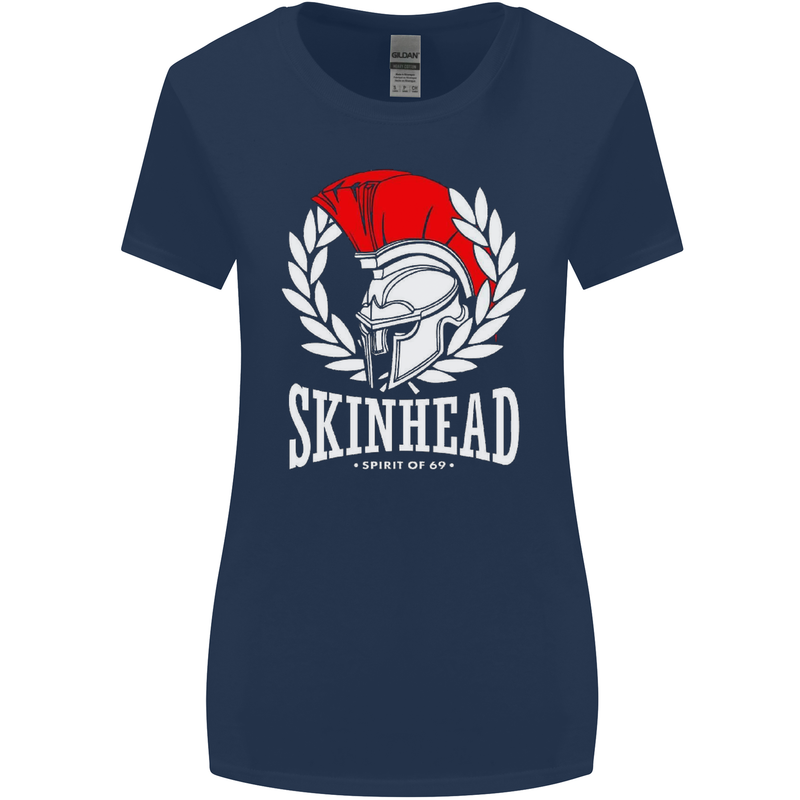 Skinhead Roman Trojan Helmet Punk Music Womens Wider Cut T-Shirt Navy Blue