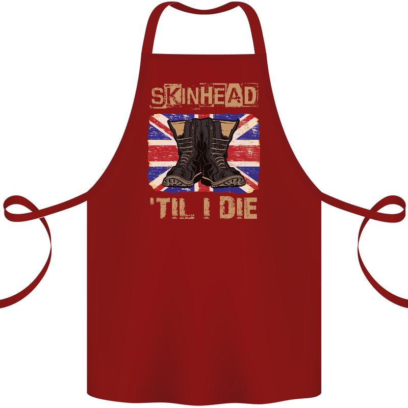 Skinhead Til I Die Punk Music Cotton Apron 100% Organic Maroon