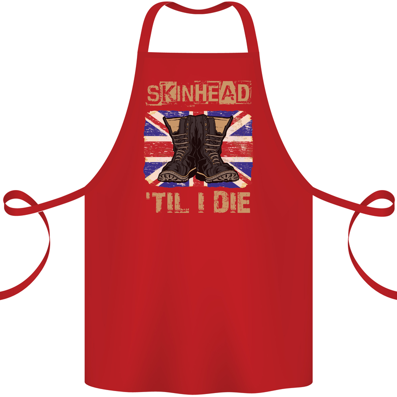 Skinhead Til I Die Punk Music Cotton Apron 100% Organic Red