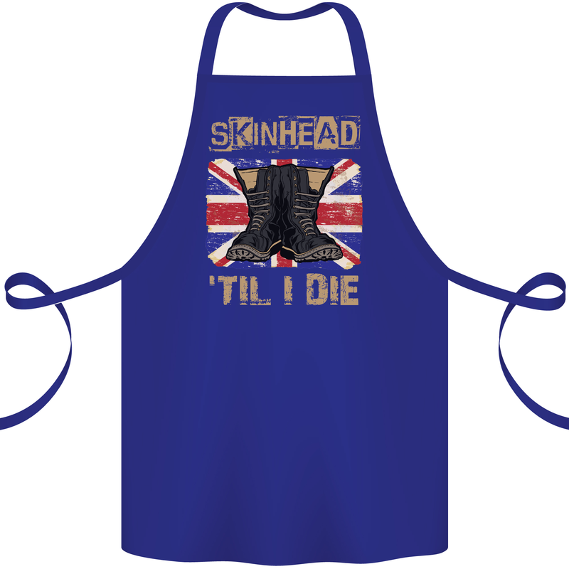 Skinhead Til I Die Punk Music Cotton Apron 100% Organic Royal Blue