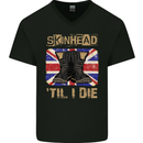 Skinhead Til I Die Punk Music Mens V-Neck Cotton T-Shirt Black